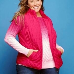 🏷️Talbots Plus Fuschia Pink Quilted Vest Size 3X
